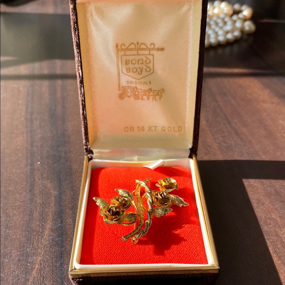 Bond Boyd 14K Gold Plated Silver Rose Brooch